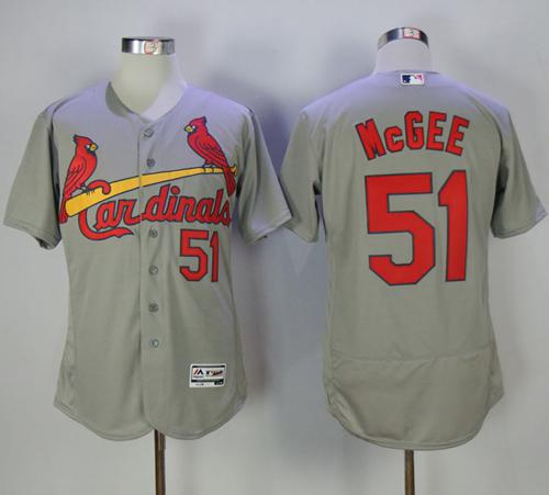 Cardinals #51 Willie McGee Grey Flexbase Authentic Collection Stitched MLB Jersey - Click Image to Close